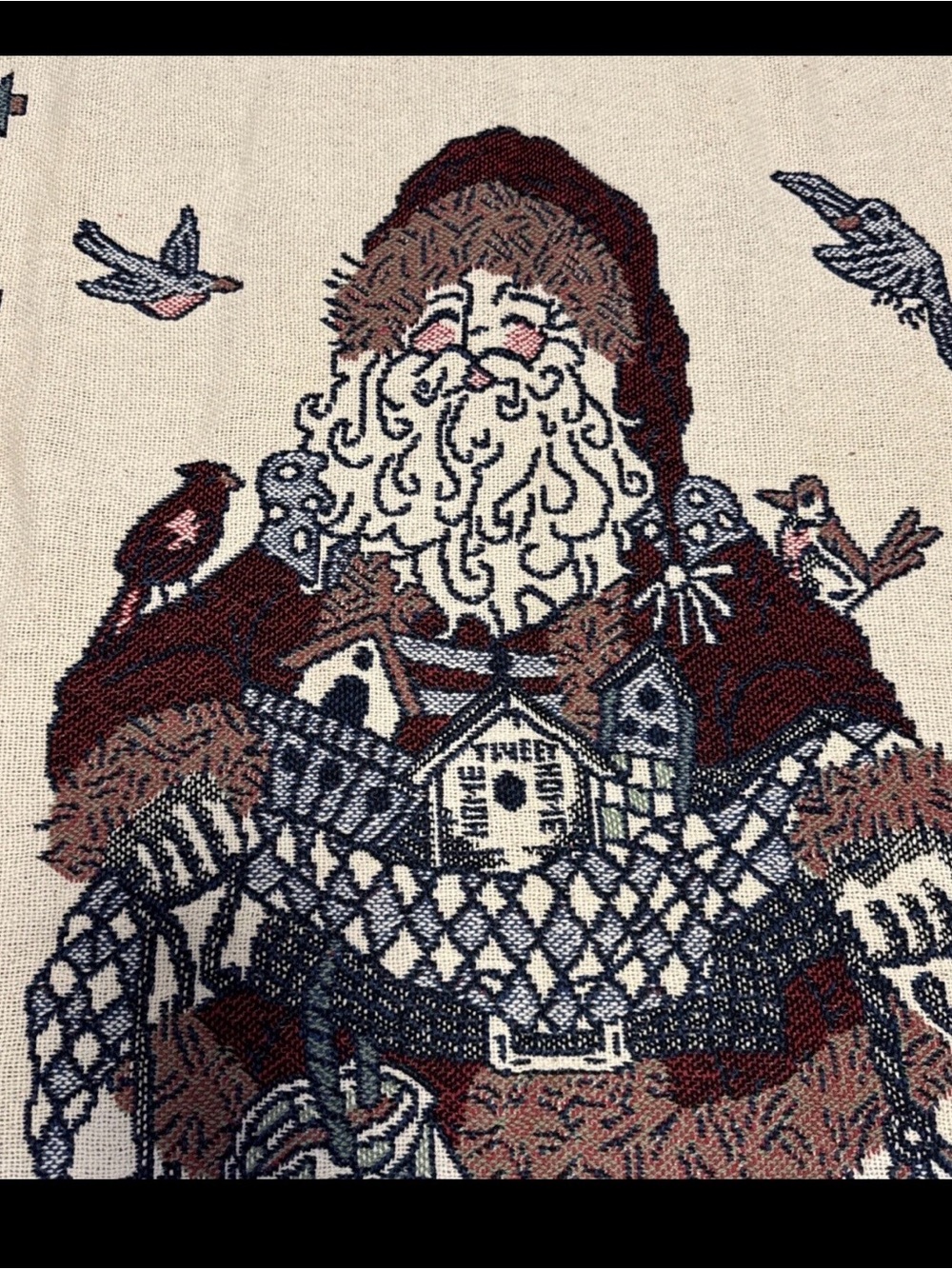Lynn Norton Parker Tapestry Santa With Birds Throw Blanket 44 X66 Simply Country